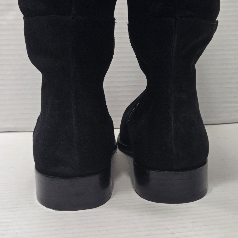J Crew Over The Knee Riding Boots 7.5 Black Suede Leather Cuff Tall K2741 Witchy - Picture 9 of 11